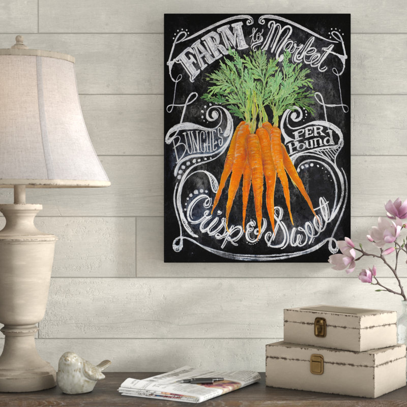 « tableau noir carottes », reproduction d’art textuel sur toile tendue, H 32 po x l 24 po x P 2 po