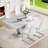  63'' Wooden Dining Table Set, Rectangle Gray Dining Table Set for 4/6 with Leather Chairs-755028154-755028158