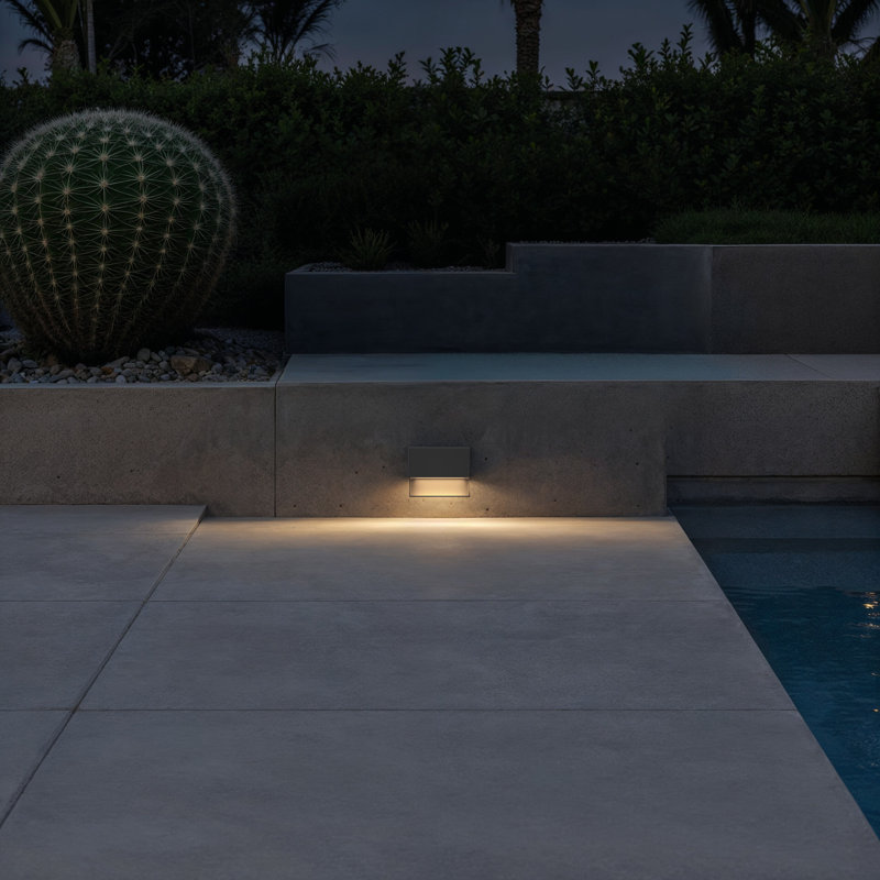 Piazza Anthracite Integrated LED Metal Step Light, 4.43” H x 5.5” W x 1.31” D