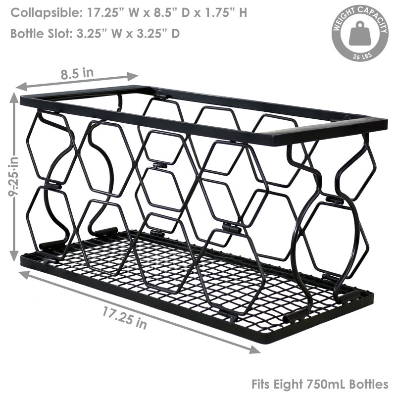 Aliyat Modern Metal Freestanding Folding 8-Bottle Small Countertop Wine Rack