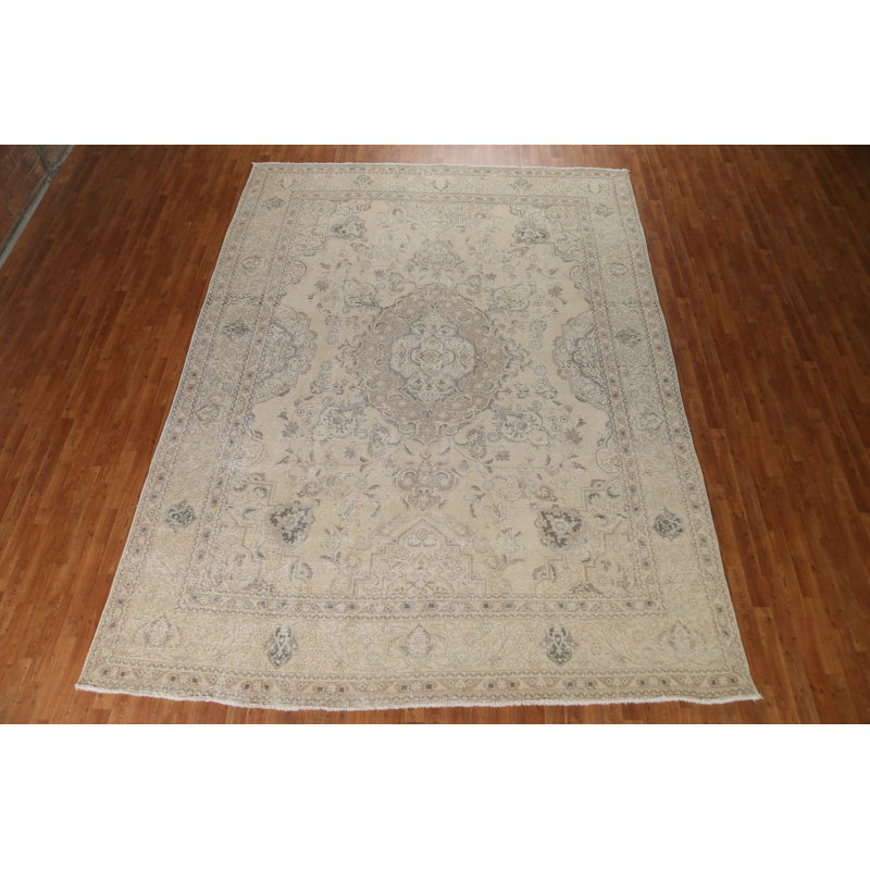 Rundy One-of-a-Kind 9'4'' X 12'6'' 1970s Wool Area Rug in Beige