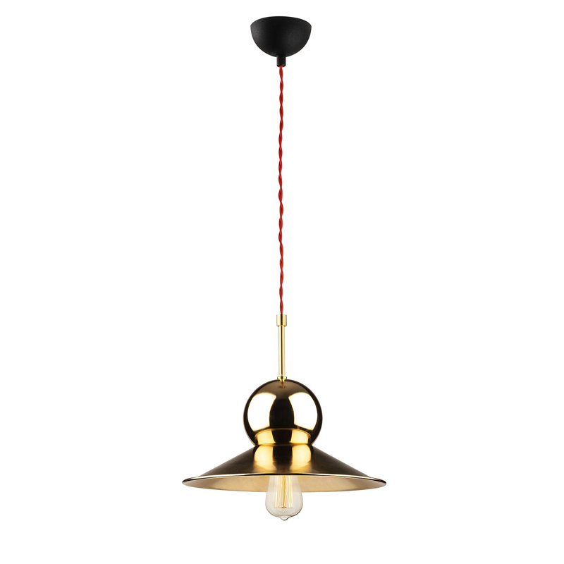 Luminaire suspendu conique 1 lumière Mikayla, Or / rouge / noir
