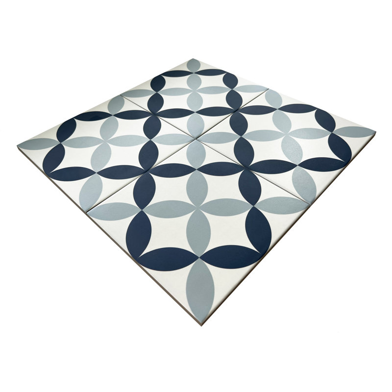 Carreau de sol en porcelaine 8 po x 8 po, Bleu