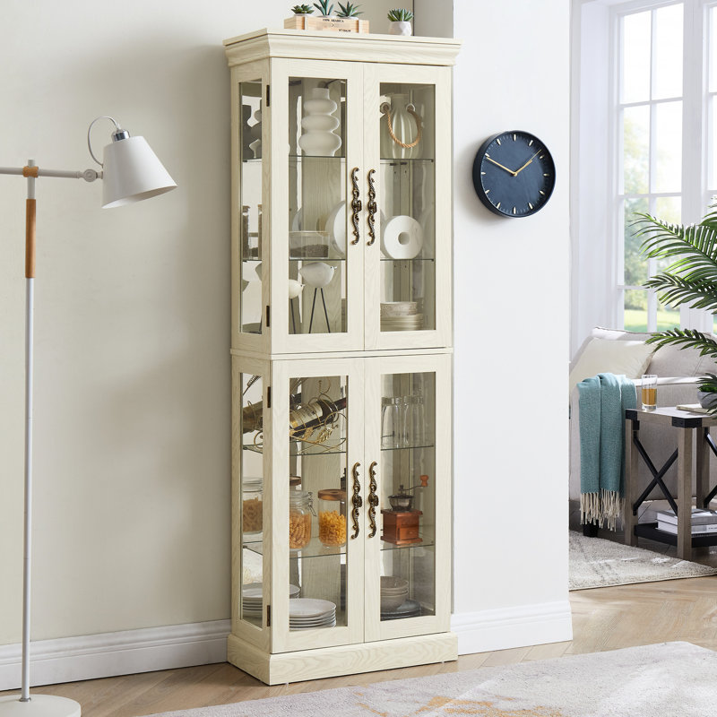 Présentoir blanc antique avec armoire de construction intérieure et stable Options de rangement polyvalentes, Blanc antique