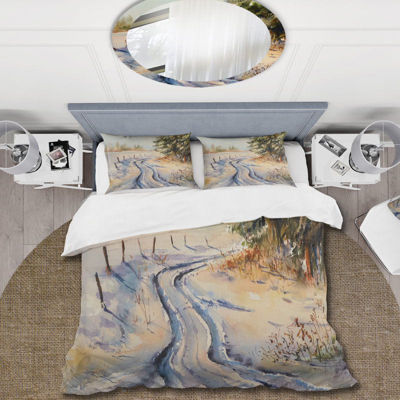 Ensemble de housse de couette en polyester traditionnel, Housse de couette pour grand lit et 2 taies décor