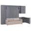 Grand lit escamotable mural avec rangement hydraulique, canapé, tablettes et tiroirs, éclairage DEL et USB, panneau gris, canapé-1171390124