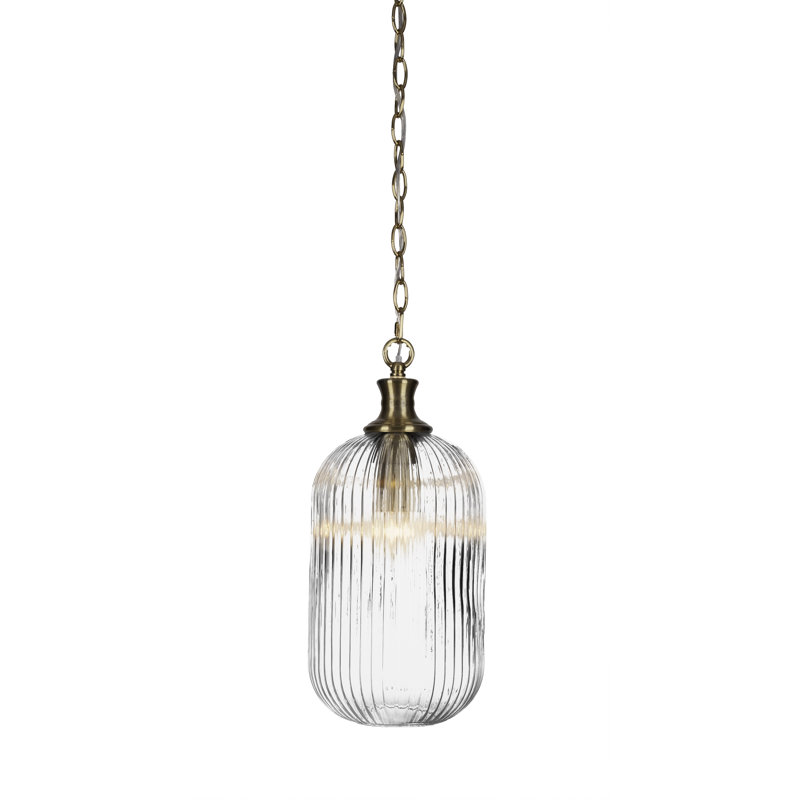Carina Chain Hung Pendant With 8.25" Glass, New Age Brass, Frosted