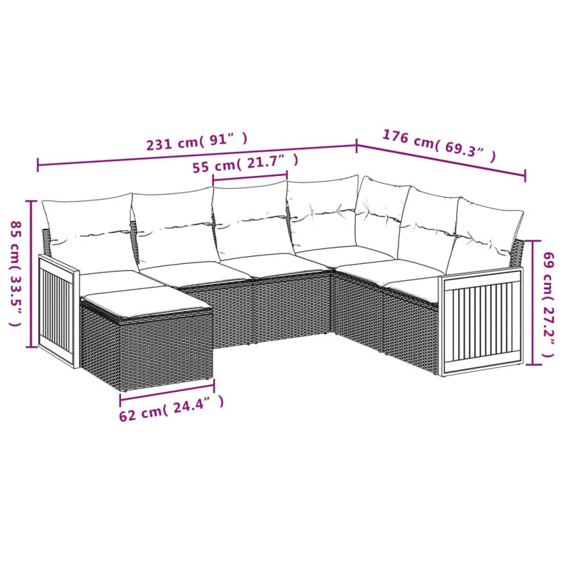 Ensemble de canapé de jardin Vidaxl