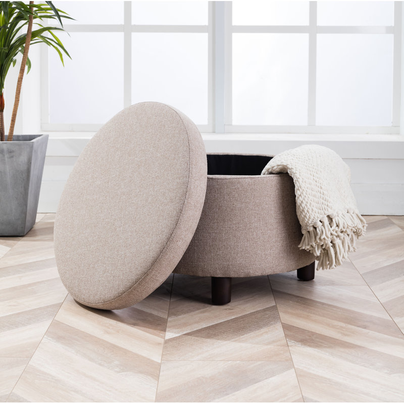 Repose-pieds rond de 24 po avec rangement, Polyester brun clair