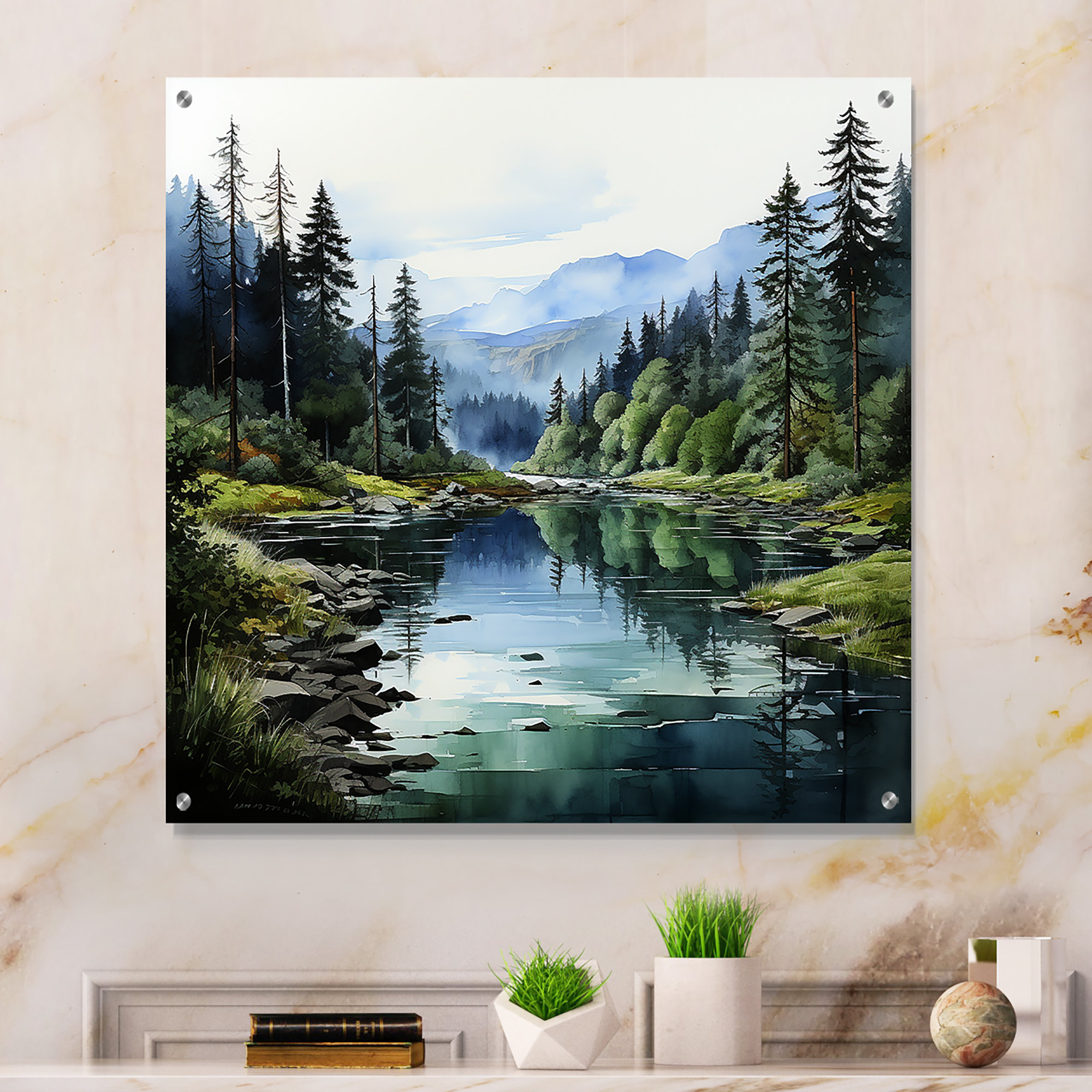 Millwood Pines Green Blue Minimalism Forest Reflections - Minimalism ...
