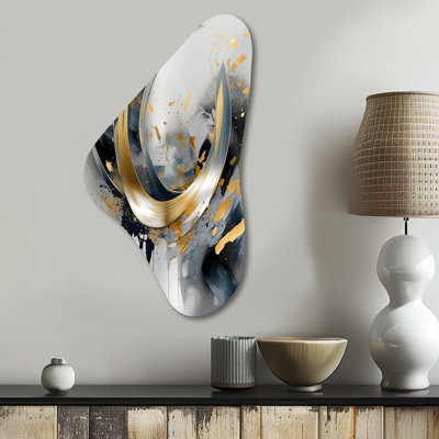 Hartz  Abstract Marble Boomerang Shape Assymterical Metal Wall Art