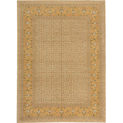 Tapis beige et doré de haute qualité noué à la main