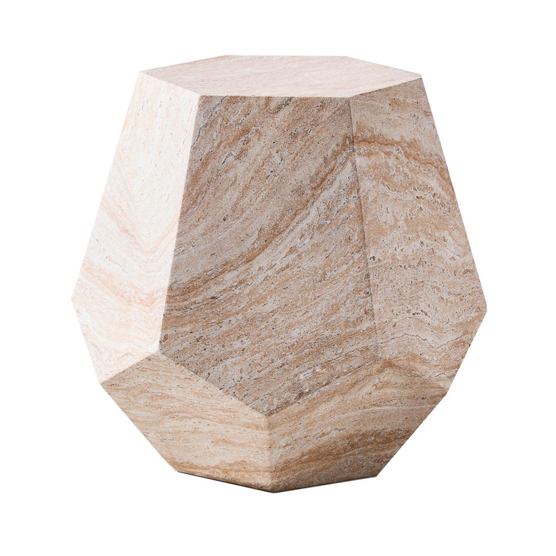 W20'' X D20'' X H18'' Magnesium Oxide Faux Marble Outdoor Side Table