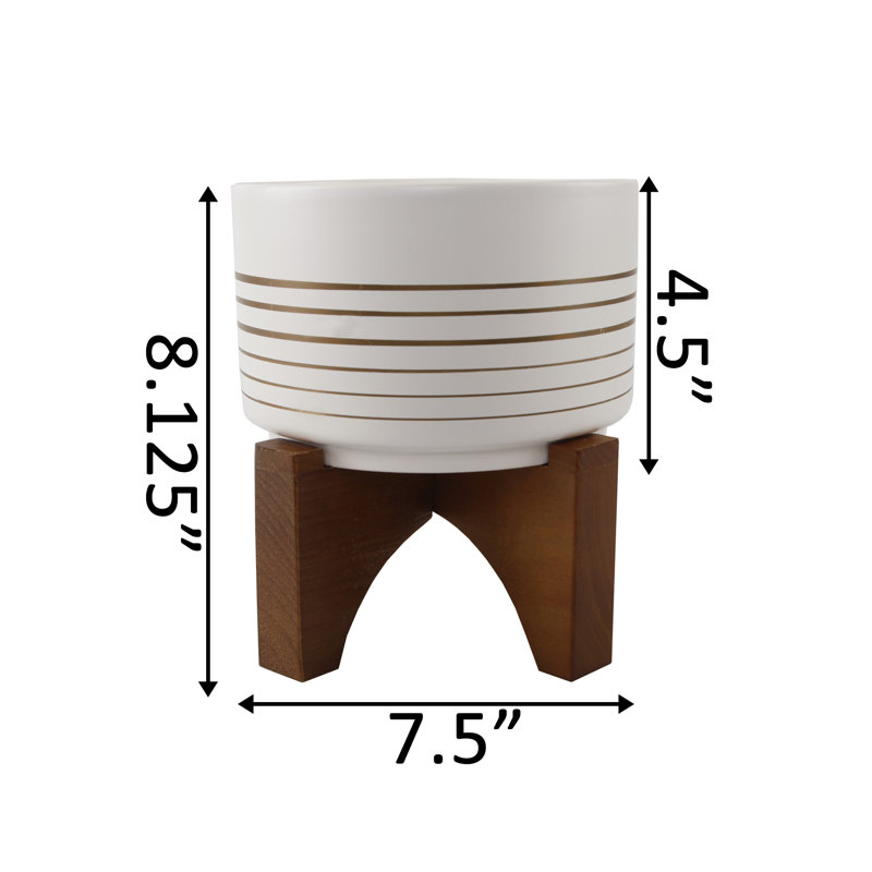 Pot de fleurs en céramique Fonthill, Blanc, H 8,125 po x l 7,5 po x P 7,5 po