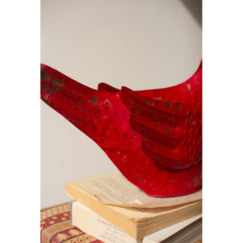  Ensemble de deux cardinaux de Noël en métal peint - décor de Noël rustique