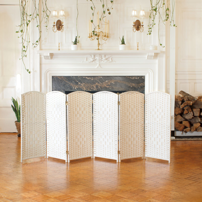 2 Ft. Tall Diamond Weave Fiber Room Divider - Dark Mocha - 8 Panel, 2 ft, 6, White