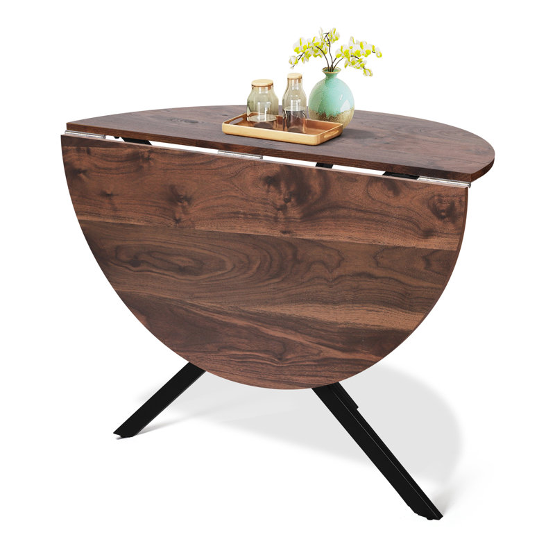 Round Metal Base Dining Table, Brown