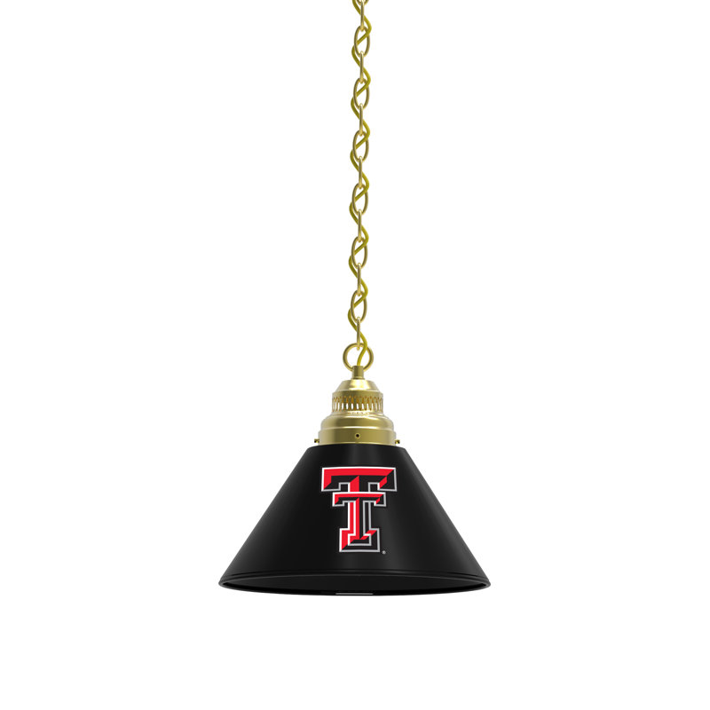 1 - Light Single Pendant, Brass, Texas Tech Red Raiders