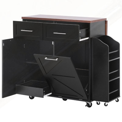 47.2" Farmhouse Kitchen Island With Drop Leaf
