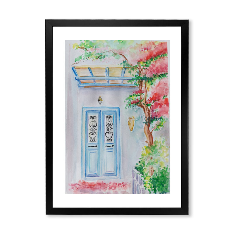 Illustration florale de porte - peinture, Cadre photo noir, H 32 po x l 16 po x P 1 po