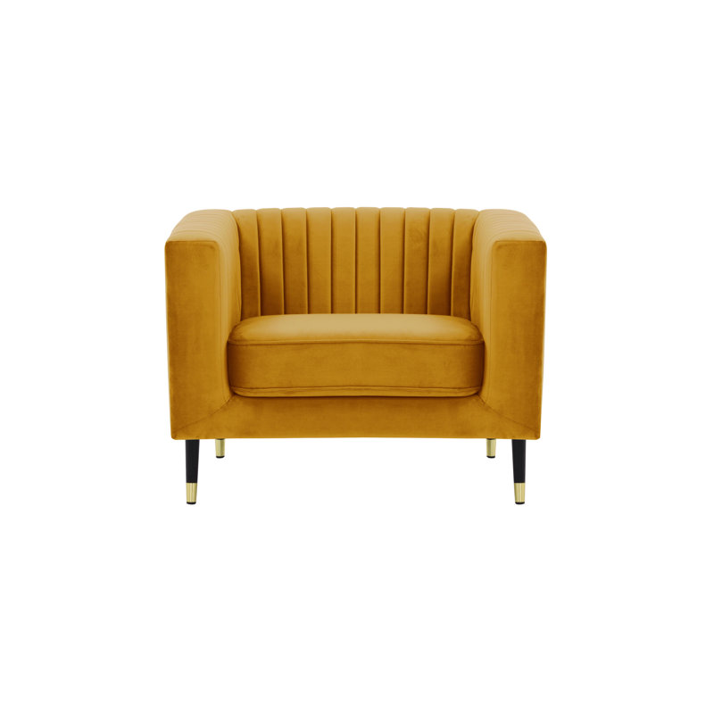Clevenger Velvet Armchair, Mustard Yellow