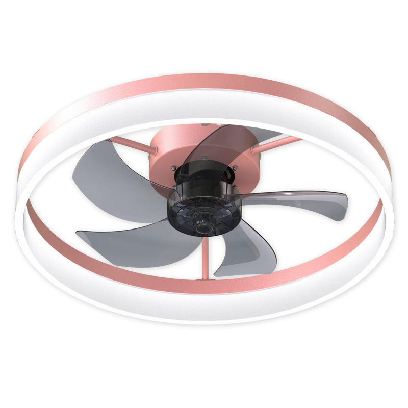 Ventilateurs de plafond avec lumières à DEL à intensité variable, installation intégrée de ventilateurs de plafond minces et modernes (rose)