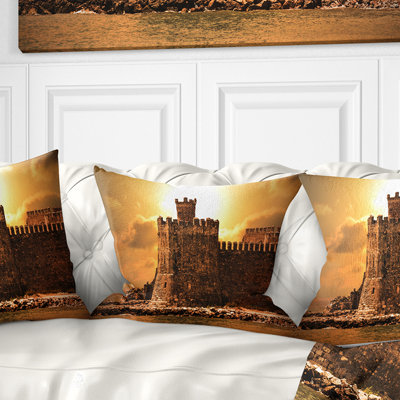 Old Castle at Sunset - Landscape Printed Pillow