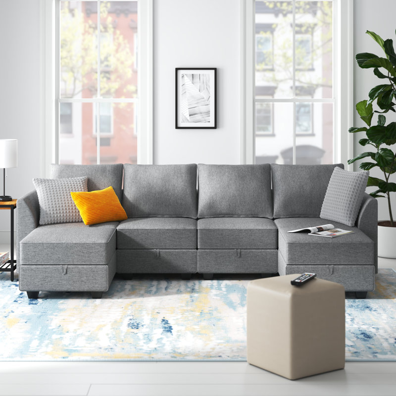 Canapé modulaire rembourré en U Tremee, Polyester gris