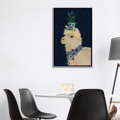 «Llama Teacup and Blue Flowers» par Fab Funky - impression d'art graphique