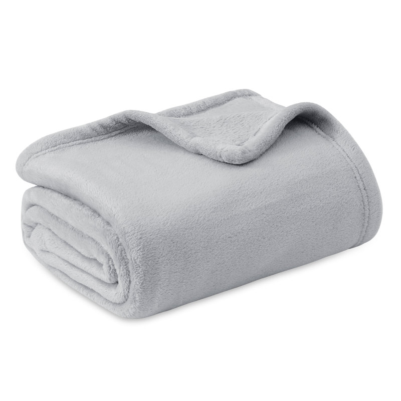 Bedsure 280GSM Soft Lightweight Plush Cozy Blankets For Bed, Sofa, Couch, Travel, Camping, Light Gray, 108" W x 90" L