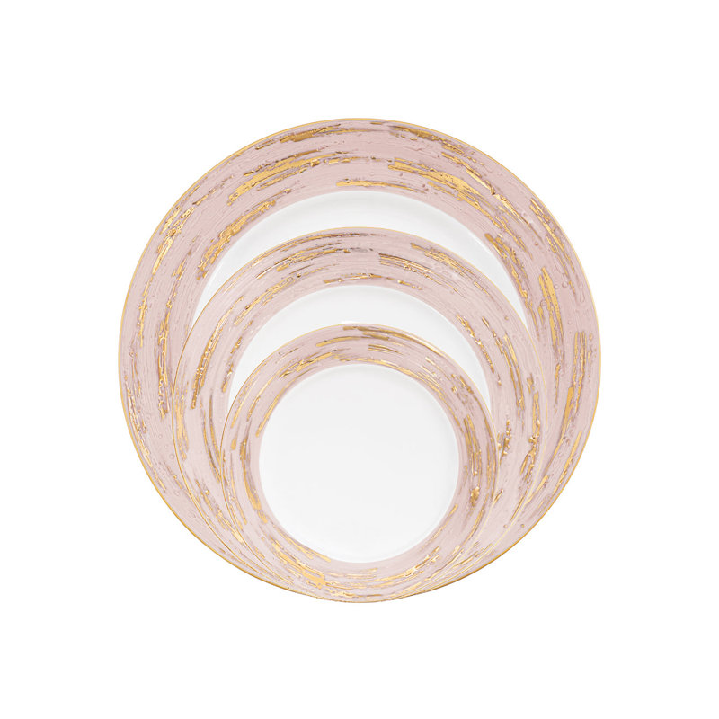 Olivia 4-Piece Place Setting, White; Pink; Purple; Gold