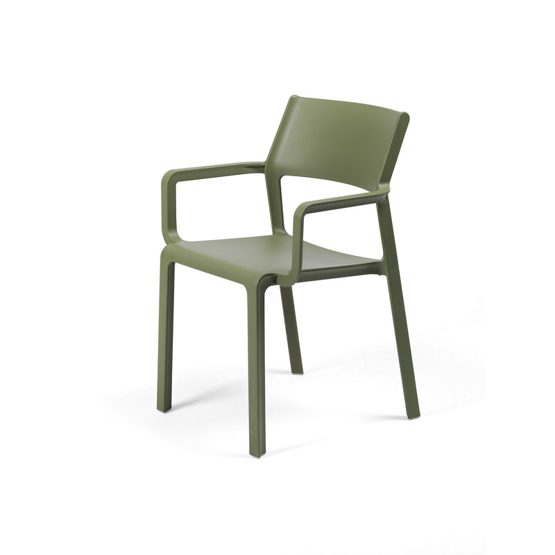 Karle Stacking Patio Dining Armchair with Cushion, Agave