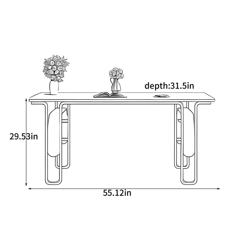 Small rectangular dining table, 29.53"H x 55.12"L x 31.5"W