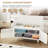 Bamboo Shoe Storage Bench With 2 Doors & Lift Top, 35.4 Inch Entryway Bench With Padded Cushion, 2-Tier Hidden Storage Organizer For Entryway Living Room