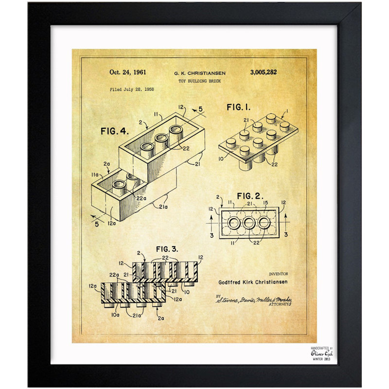 Lego Toy Building Brick - impression encadrée sur papier, Cadre blanc, H 13,5 po x l 11,5 po x P 0,5 po
