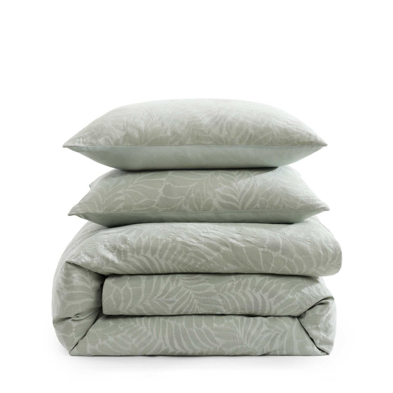 Tommy Bahama Harbor Palm Cotton Green Duvet Cover Set, King Duvet Cover + 2 King Shams