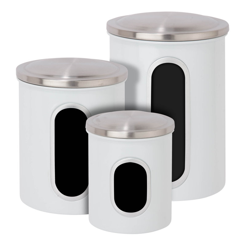 Metal Canister - Set of 3, White