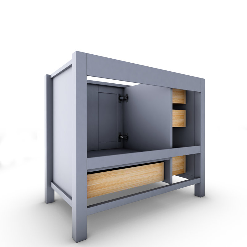 Base de meuble-lavabo simple 35,5 po Yamyam, Gris / Chrome