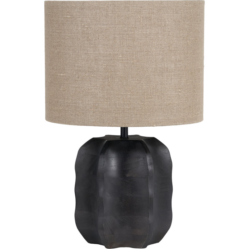 Khari Black Textured Wood Table Lamp