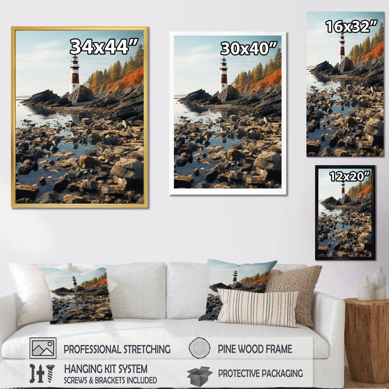 Port Harbor Retreat II - Nautical & Beach Canvas Wall Art, Cadre flottant doré, H 40 po x l 30 po