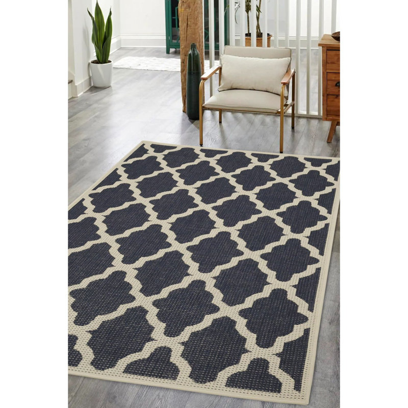 TRELLIS GREL FLATW NAVY 120/160cm, Rectangle 120 x 160 cm