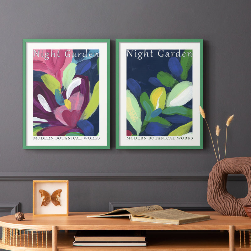 Affiche de jardin nocturne, impression encadrée I-Premium - prête à être accrochée - aucun clou requis - aucun clou requis