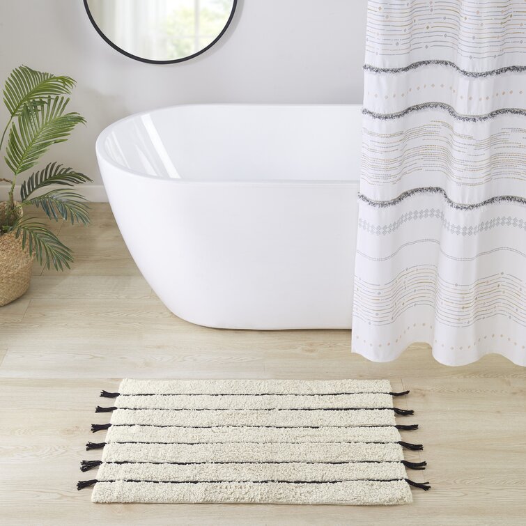 Boho Small Bathroom Rugs Tassel, Cotton Woven Kitchen Rug Bath Mat