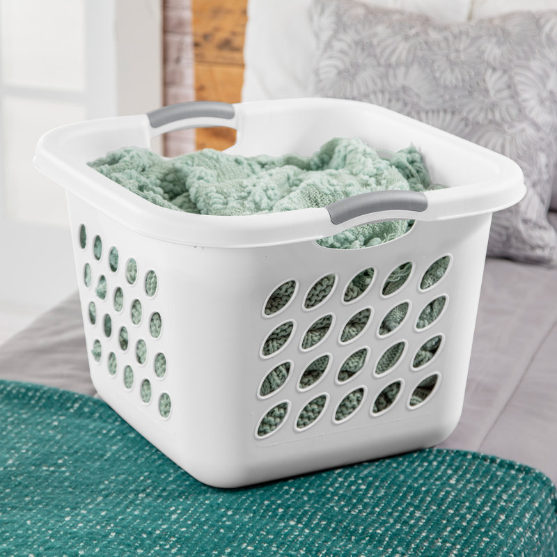 Sterilite Square Laundry Basket, 1.5 BushelHamper with Handles, White, 16 Pack