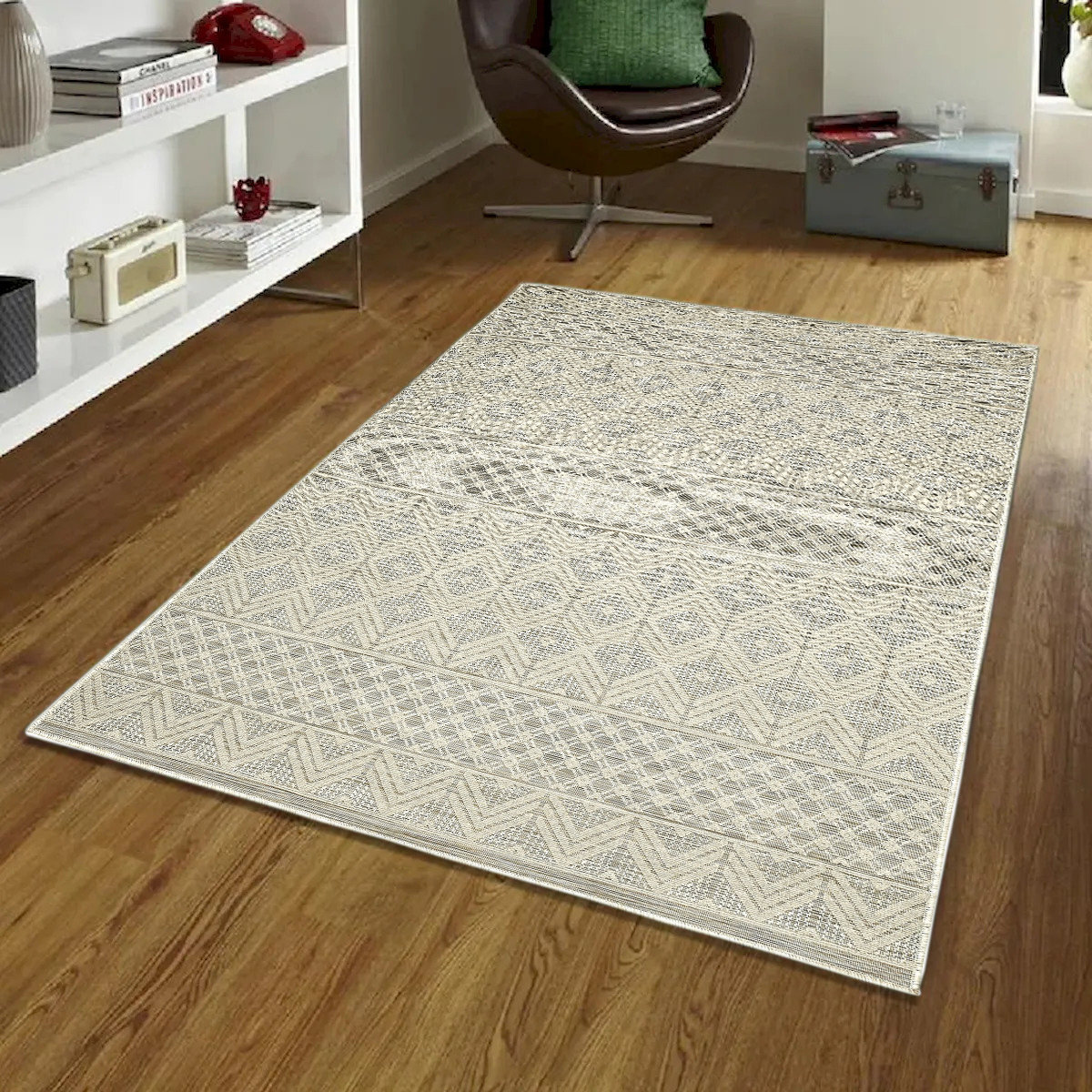 Foundry Select Modern Gray And Ivory Diamond High Low Tetured Rug | Wayfair