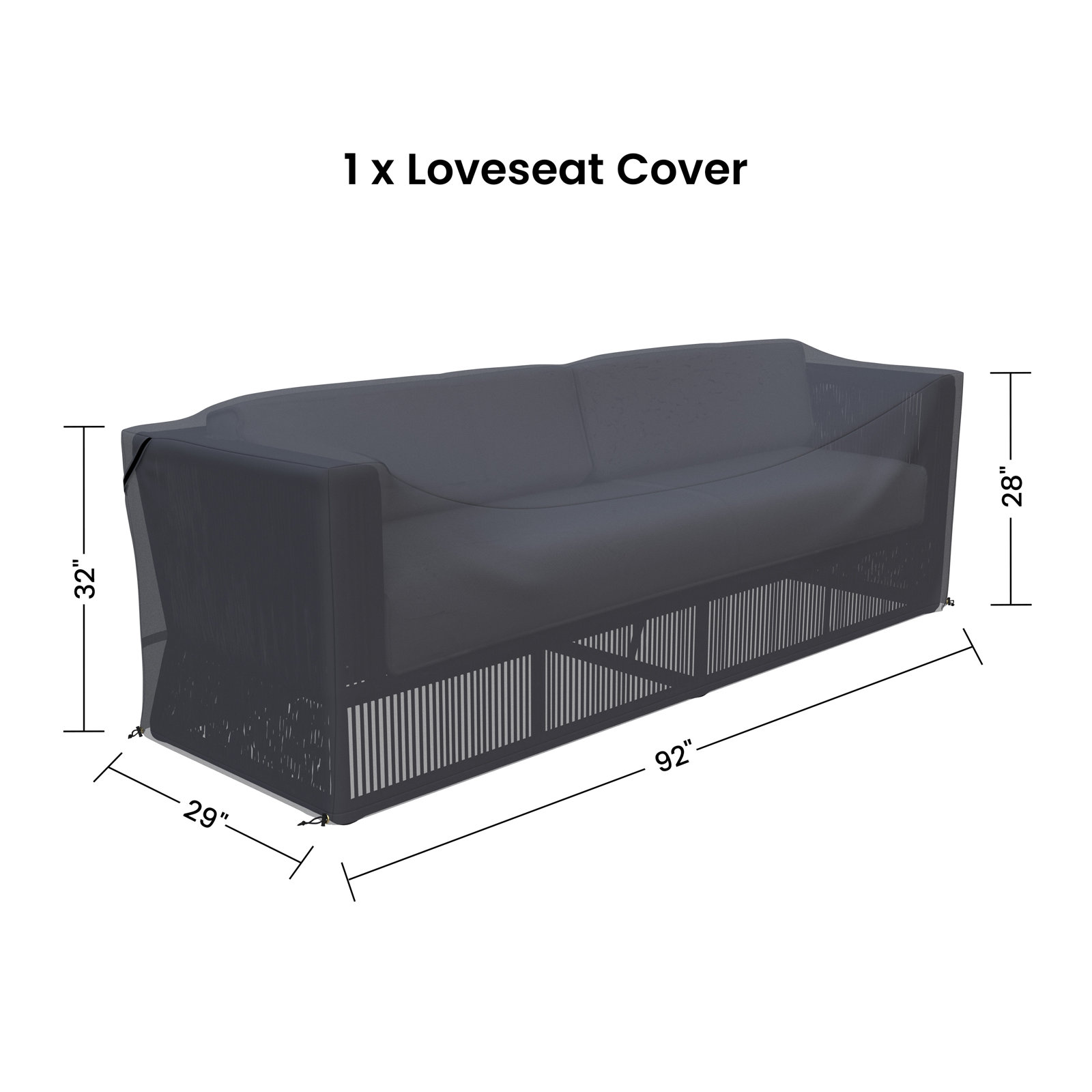 91" Straight Outdoor Patio Sofa Cover