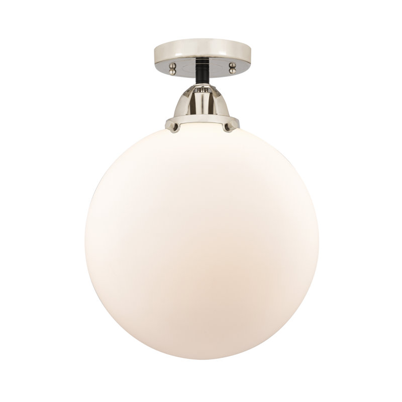 Alphonsa Glass Semi Flush Mount, Led, No, Black Polished Nickel
