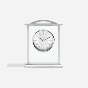 Traditional Analogue Metal Quartz Movement / Crystal Tabletop Clock in Silver