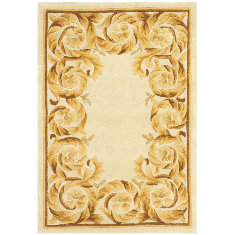 Tapis floral en laine touffeté à la main Lenora Naples, Rectangle de 2 pi x 3 pi