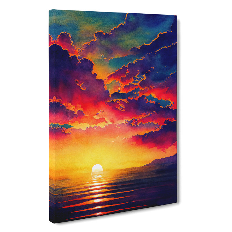 XV1022-5046X Vivacious Ocean Sunset - Print, No Matte, 60cm H x 40cm W, Wrapped Canvas